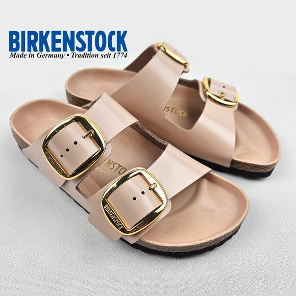 Birkenstock Arizona Big Buckle High Shine Sandals New Beige NARROW EU 38 / US 7 - Picture 1 of 7